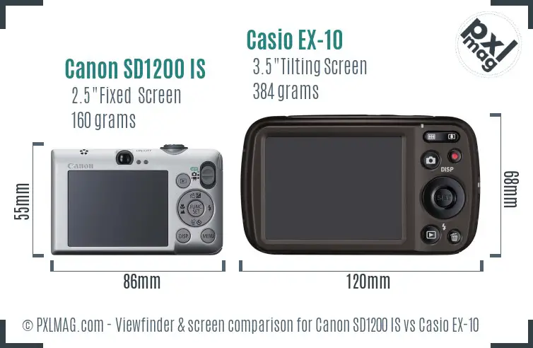 Canon SD1200 IS vs Casio EX-10 Screen and Viewfinder comparison