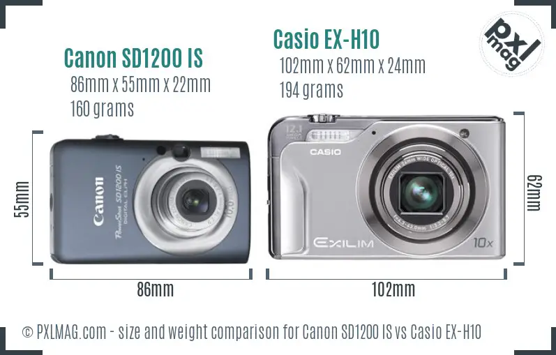 Canon SD1200 IS vs Casio EX-H10 size comparison Canon SD1200 IS vs Casio EX-H10 size comparison