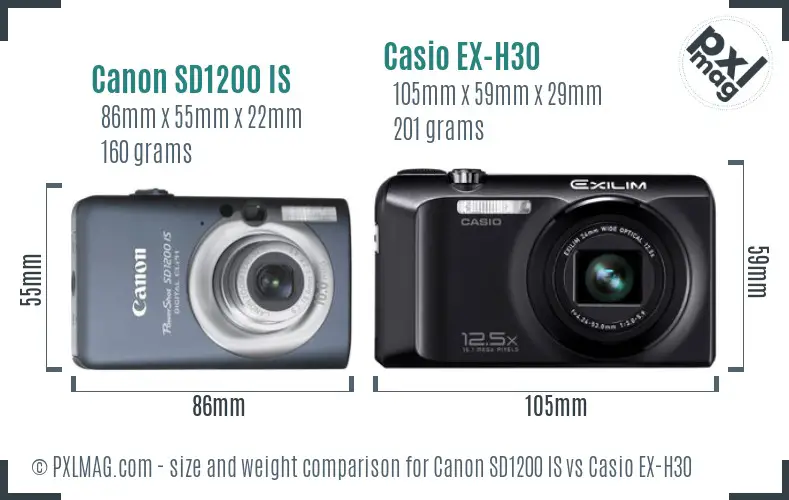 Canon SD1200 IS vs Casio EX-H30 size comparison Canon SD1200 IS vs Casio EX-H30 size comparison