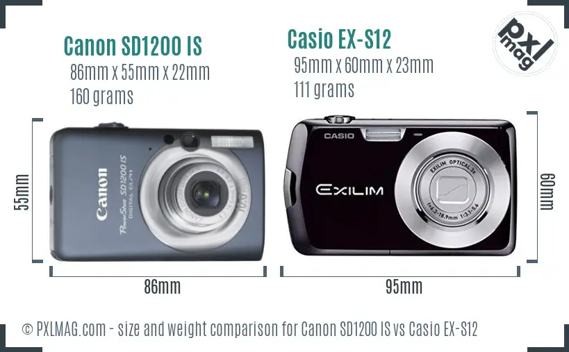 Canon SD1200 IS vs Casio EX-S12 size comparison