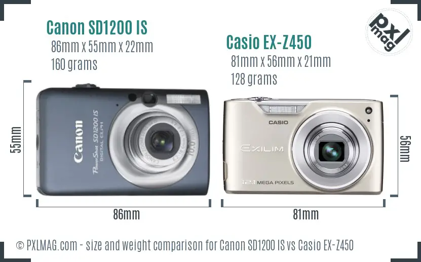 Canon SD1200 IS vs Casio EX-Z450 size comparison