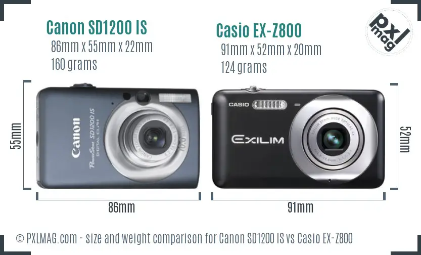 Canon SD1200 IS vs Casio EX-Z800 size comparison