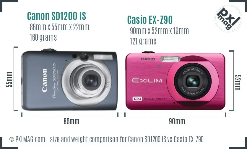 Canon SD1200 IS vs Casio EX-Z90 size comparison