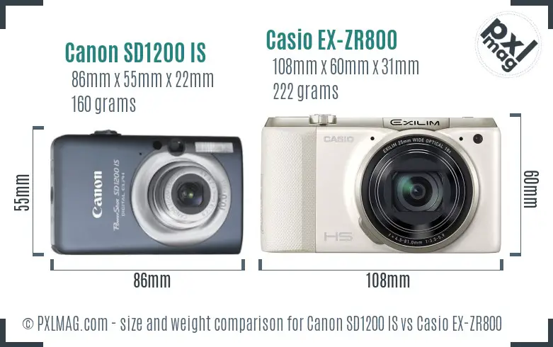 Canon SD1200 IS vs Casio EX-ZR800 size comparison Canon SD1200 IS vs Casio EX-ZR800 size comparison