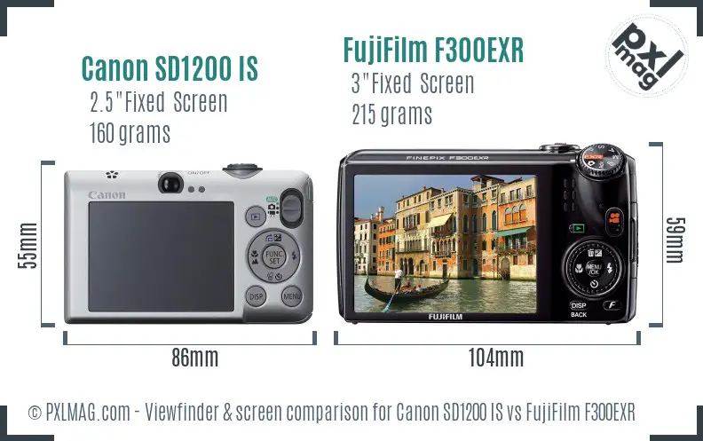 Canon SD1200 IS vs FujiFilm F300EXR Screen and Viewfinder comparison