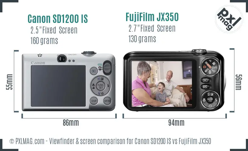 Canon SD1200 IS vs FujiFilm JX350 Screen and Viewfinder comparison Canon SD1200 IS vs FujiFilm JX350 Screen and Viewfinder comparison