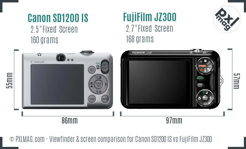 Canon SD1200 IS vs FujiFilm JZ300 Screen and Viewfinder comparison