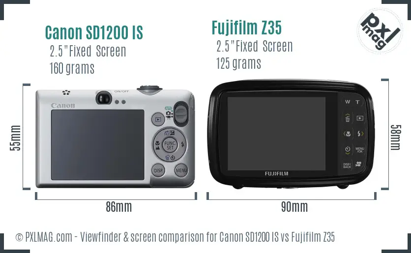 Canon SD1200 IS vs Fujifilm Z35 Screen and Viewfinder comparison