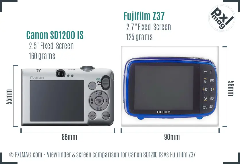 Canon SD1200 IS vs Fujifilm Z37 Screen and Viewfinder comparison