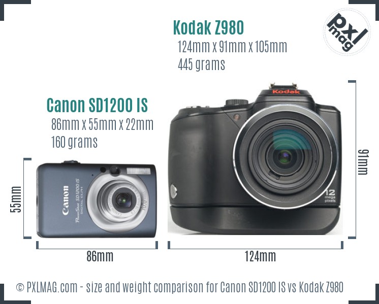 Canon SD1200 IS vs Kodak Z980 size comparison Canon SD1200 IS vs Kodak Z980 size comparison