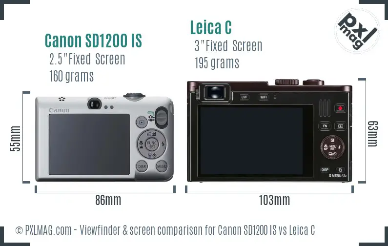 Canon SD1200 IS vs Leica C Screen and Viewfinder comparison Canon SD1200 IS vs Leica C Screen and Viewfinder comparison