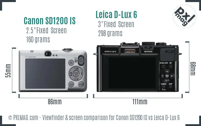 Canon SD1200 IS vs Leica D-Lux 6 Screen and Viewfinder comparison Canon SD1200 IS vs Leica D-Lux 6 Screen and Viewfinder comparison