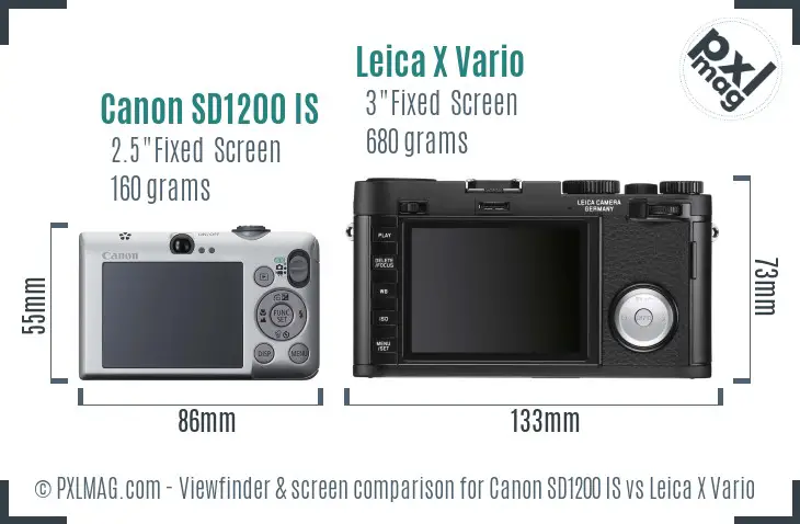 Canon SD1200 IS vs Leica X Vario Screen and Viewfinder comparison