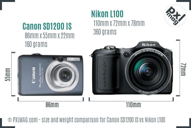 Canon SD1200 IS vs Nikon L100 size comparison Canon SD1200 IS vs Nikon L100 size comparison