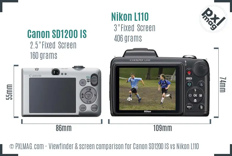 Canon SD1200 IS vs Nikon L110 Screen and Viewfinder comparison