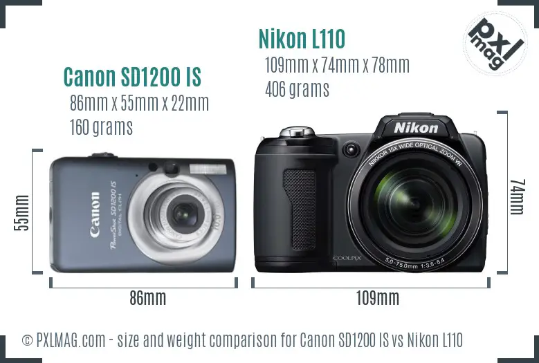 Canon SD1200 IS vs Nikon L110 size comparison