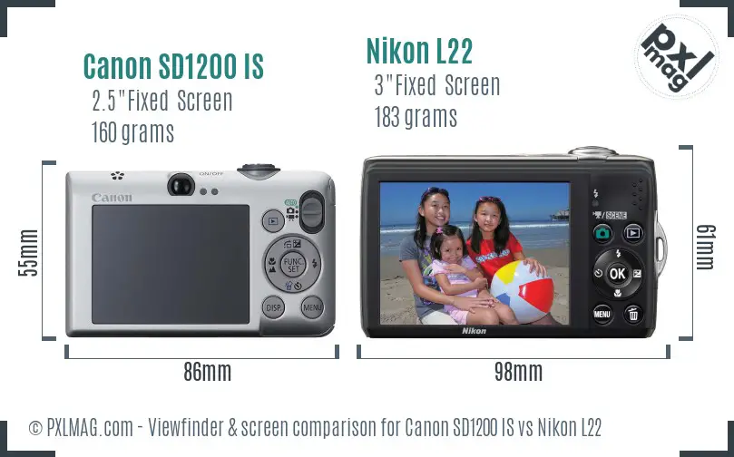 Canon SD1200 IS vs Nikon L22 Screen and Viewfinder comparison Canon SD1200 IS vs Nikon L22 Screen and Viewfinder comparison