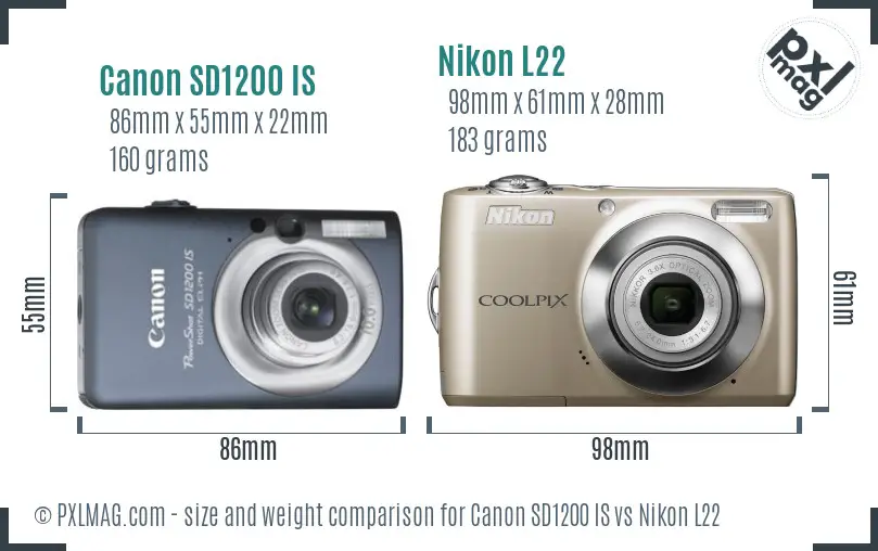 Canon SD1200 IS vs Nikon L22 size comparison Canon SD1200 IS vs Nikon L22 size comparison