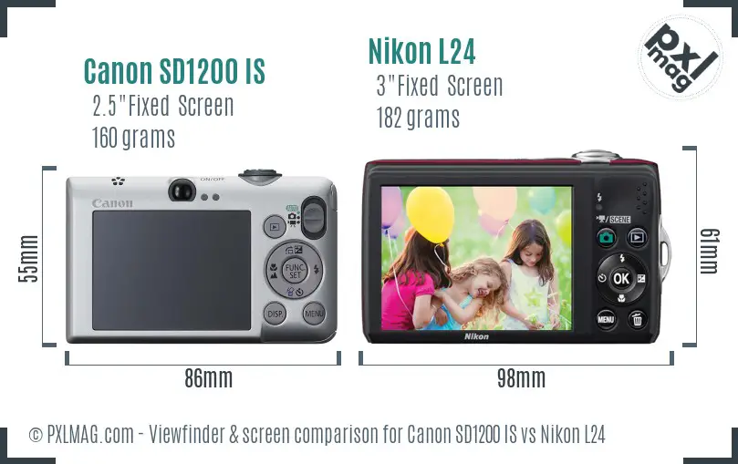 Canon SD1200 IS vs Nikon L24 Screen and Viewfinder comparison Canon SD1200 IS vs Nikon L24 Screen and Viewfinder comparison