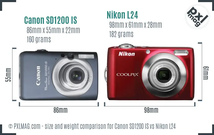 Canon SD1200 IS vs Nikon L24 size comparison Canon SD1200 IS vs Nikon L24 size comparison