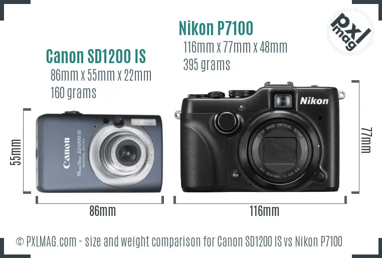 Canon SD1200 IS vs Nikon P7100 size comparison Canon SD1200 IS vs Nikon P7100 size comparison