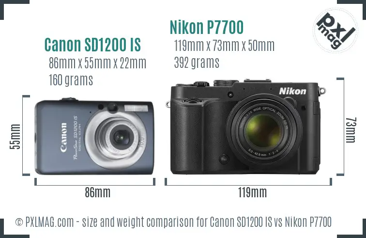 Canon SD1200 IS vs Nikon P7700 size comparison