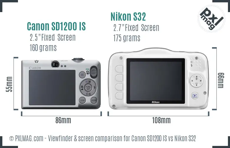 Canon SD1200 IS vs Nikon S32 Screen and Viewfinder comparison Canon SD1200 IS vs Nikon S32 Screen and Viewfinder comparison