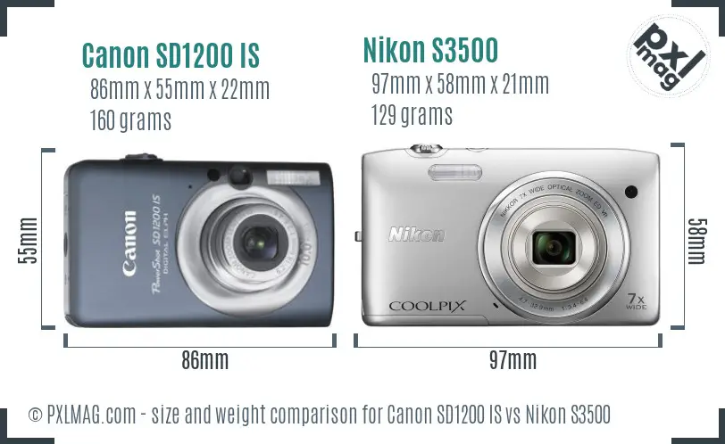 Canon SD1200 IS vs Nikon S3500 size comparison