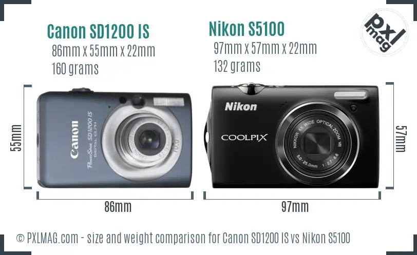 Canon SD1200 IS vs Nikon S5100 size comparison