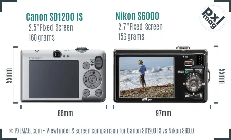 Canon SD1200 IS vs Nikon S6000 Screen and Viewfinder comparison Canon SD1200 IS vs Nikon S6000 Screen and Viewfinder comparison