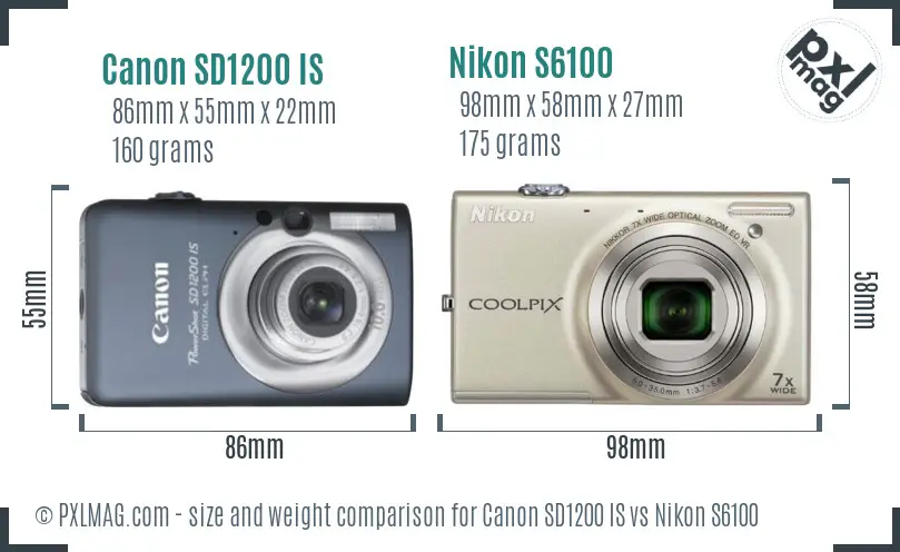 Canon SD1200 IS vs Nikon S6100 size comparison