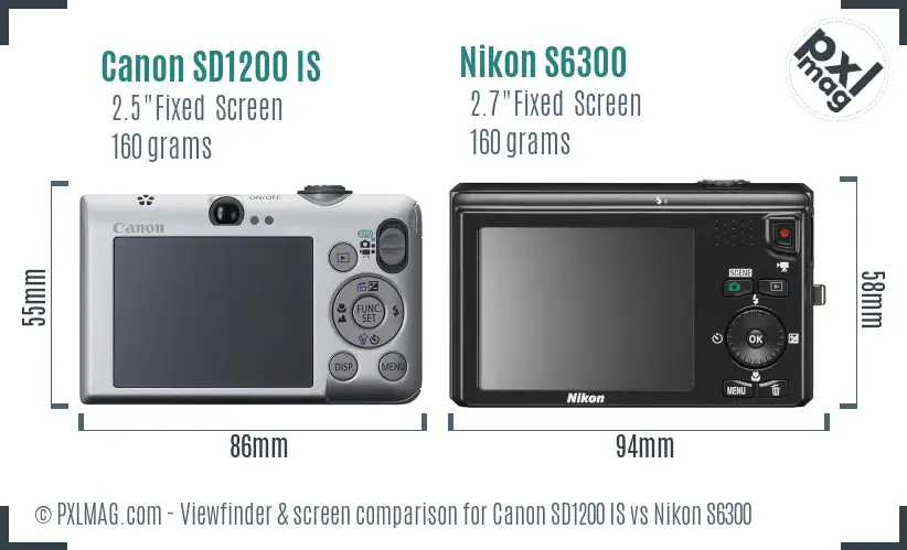 Canon SD1200 IS vs Nikon S6300 Screen and Viewfinder comparison Canon SD1200 IS vs Nikon S6300 Screen and Viewfinder comparison