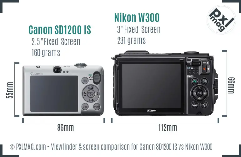 Canon SD1200 IS vs Nikon W300 Screen and Viewfinder comparison