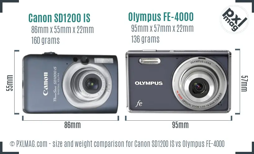 Canon SD1200 IS vs Olympus FE-4000 size comparison