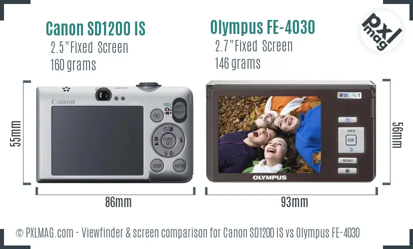 Canon SD1200 IS vs Olympus FE-4030 Screen and Viewfinder comparison Canon SD1200 IS vs Olympus FE-4030 Screen and Viewfinder comparison