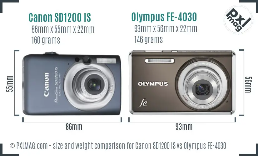 Canon SD1200 IS vs Olympus FE-4030 size comparison Canon SD1200 IS vs Olympus FE-4030 size comparison