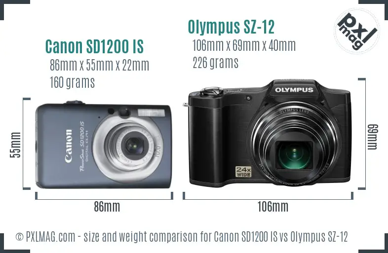 Canon SD1200 IS vs Olympus SZ-12 size comparison Canon SD1200 IS vs Olympus SZ-12 size comparison