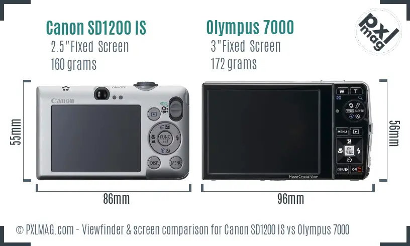 Canon SD1200 IS vs Olympus 7000 Screen and Viewfinder comparison Canon SD1200 IS vs Olympus 7000 Screen and Viewfinder comparison