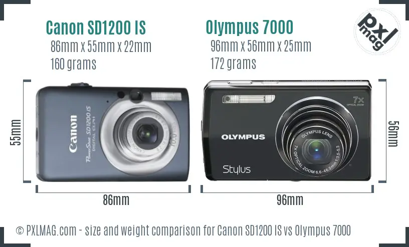 Canon SD1200 IS vs Olympus 7000 size comparison Canon SD1200 IS vs Olympus 7000 size comparison