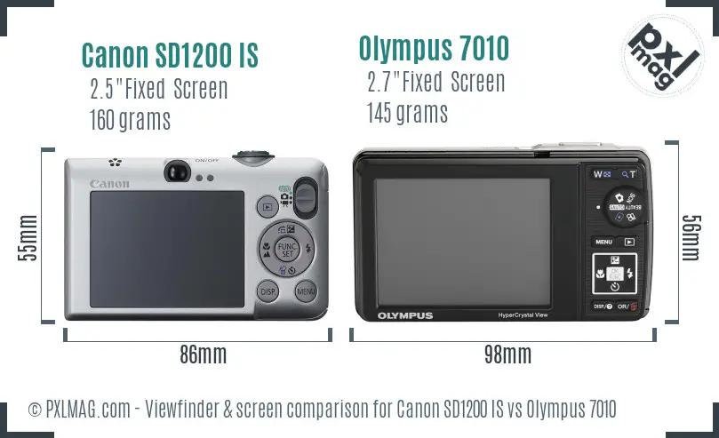 Canon SD1200 IS vs Olympus 7010 Screen and Viewfinder comparison