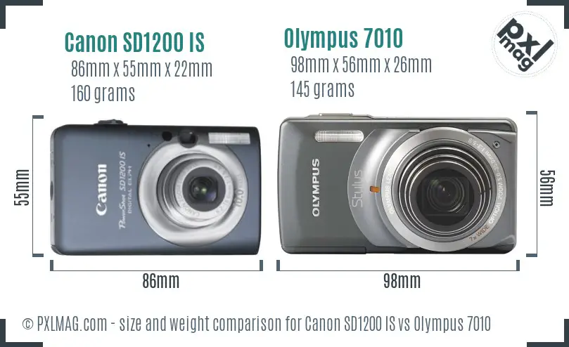 Canon SD1200 IS vs Olympus 7010 size comparison