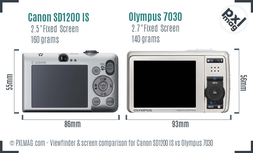 Canon SD1200 IS vs Olympus 7030 Screen and Viewfinder comparison