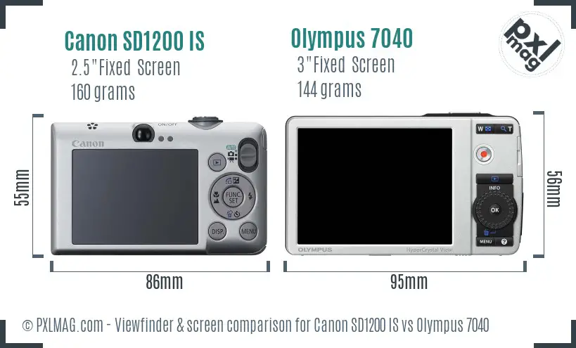 Canon SD1200 IS vs Olympus 7040 Screen and Viewfinder comparison