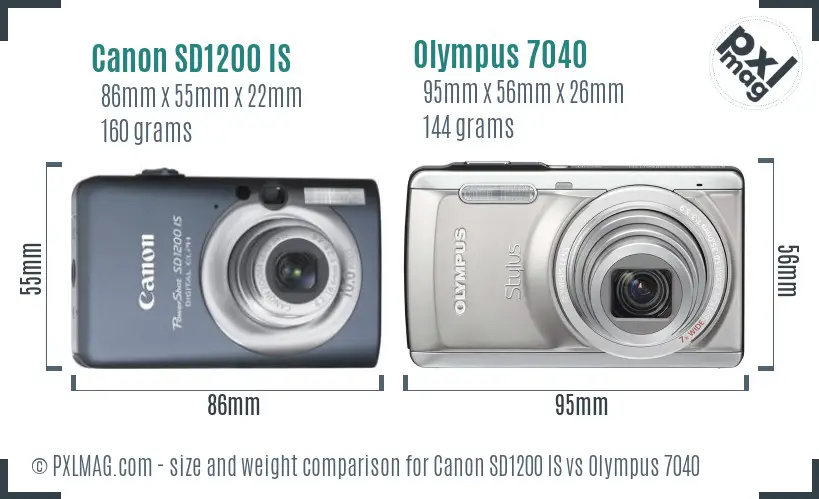 Canon SD1200 IS vs Olympus 7040 size comparison