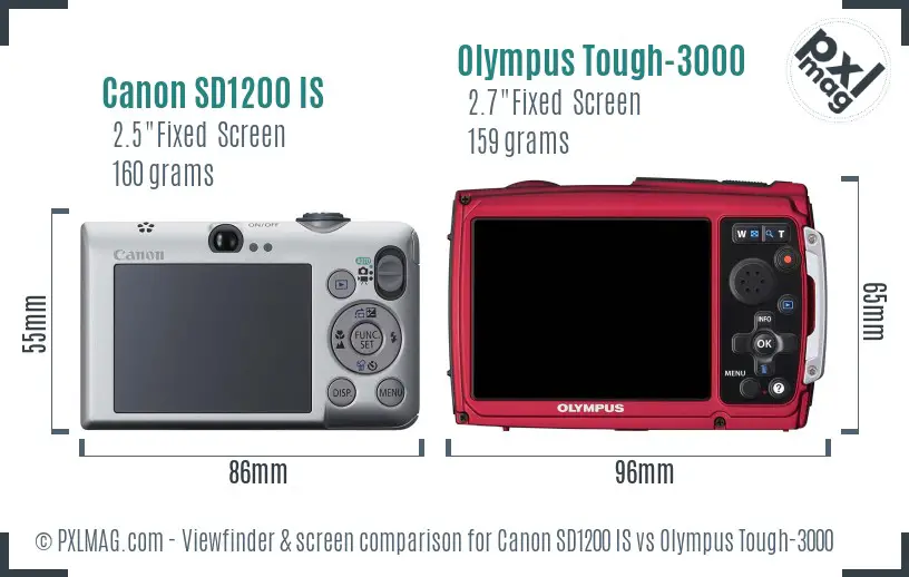Canon SD1200 IS vs Olympus Tough-3000 Screen and Viewfinder comparison Canon SD1200 IS vs Olympus Tough-3000 Screen and Viewfinder comparison