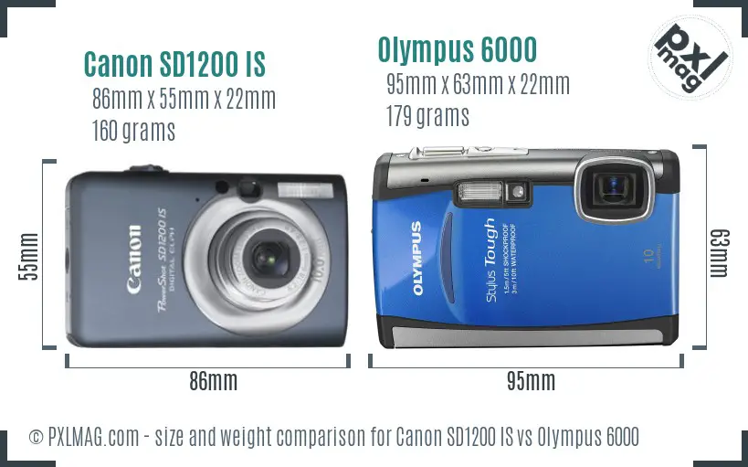 Canon SD1200 IS vs Olympus 6000 size comparison