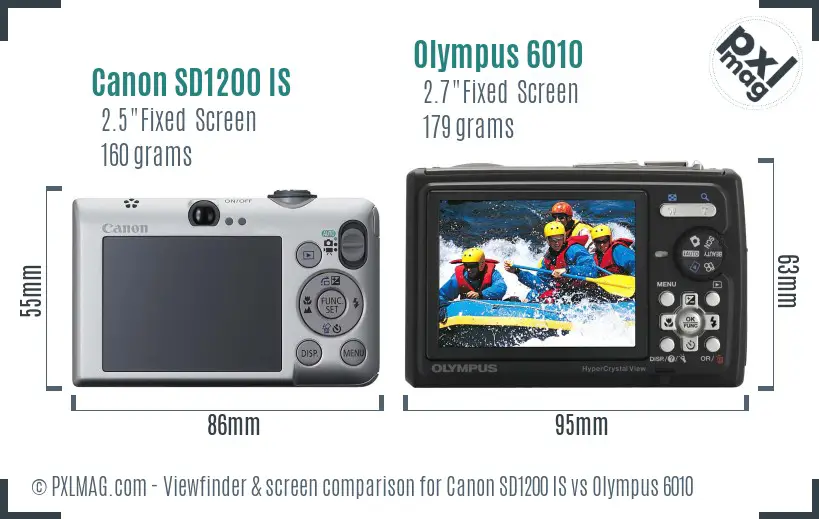 Canon SD1200 IS vs Olympus 6010 Screen and Viewfinder comparison Canon SD1200 IS vs Olympus 6010 Screen and Viewfinder comparison