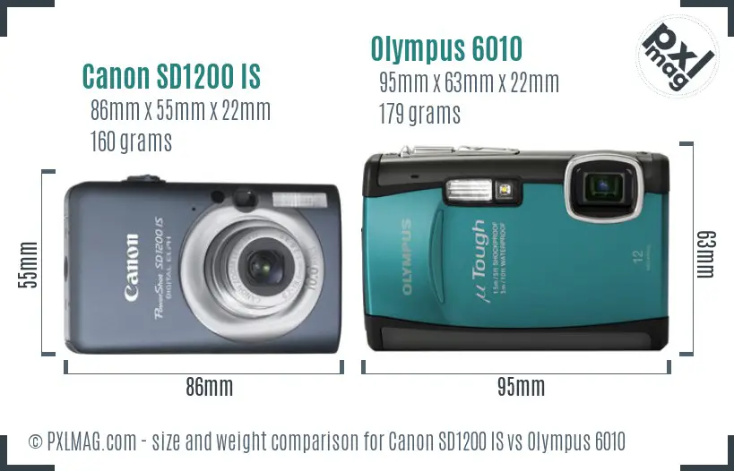 Canon SD1200 IS vs Olympus 6010 size comparison Canon SD1200 IS vs Olympus 6010 size comparison