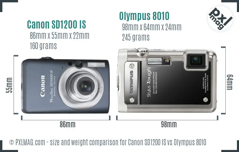 Canon SD1200 IS vs Olympus 8010 size comparison