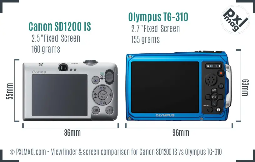 Canon SD1200 IS vs Olympus TG-310 Screen and Viewfinder comparison Canon SD1200 IS vs Olympus TG-310 Screen and Viewfinder comparison